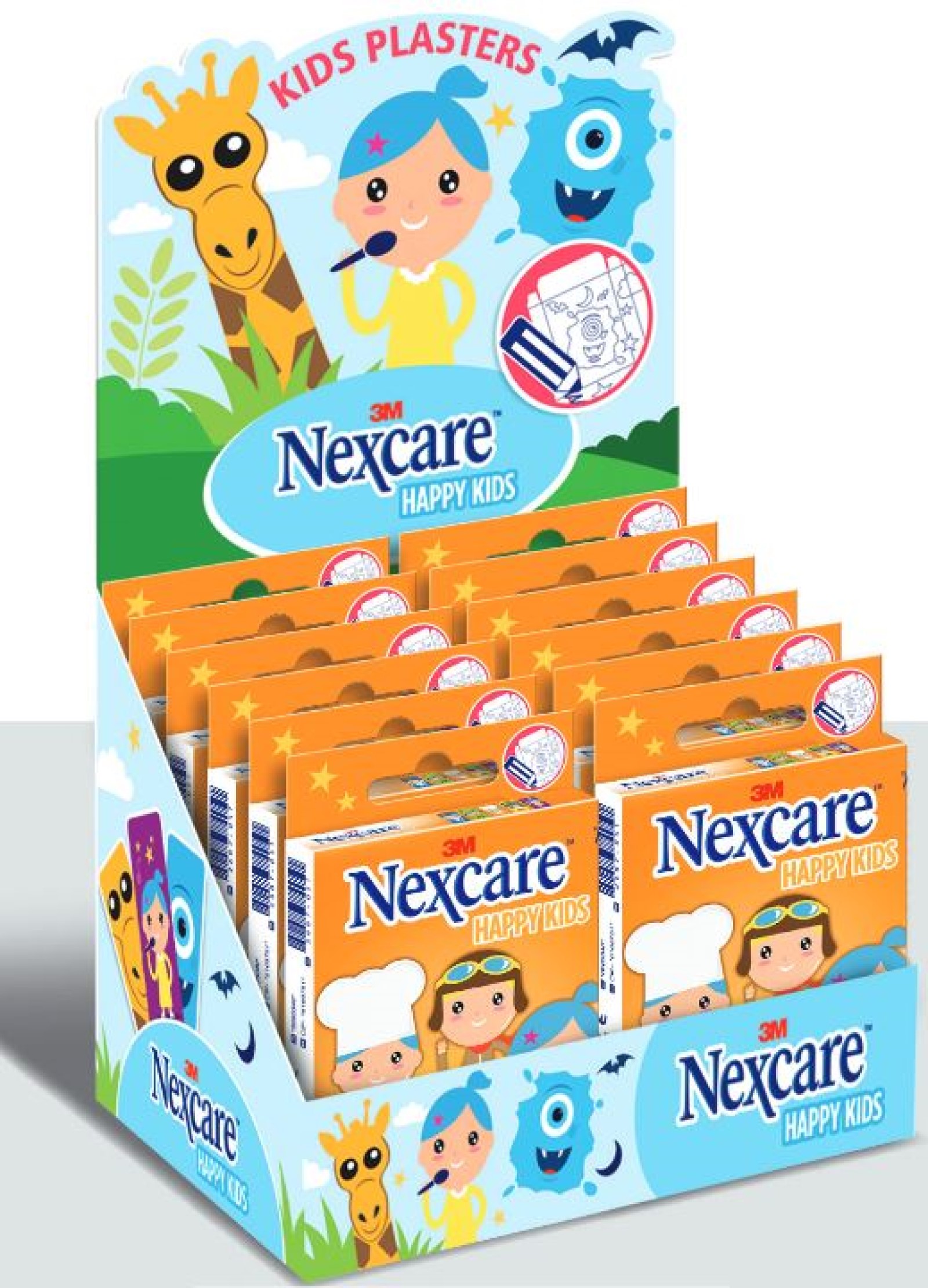 Nexcare™ Kinderpflaster Happy Kids Professions Display - 1 Stück