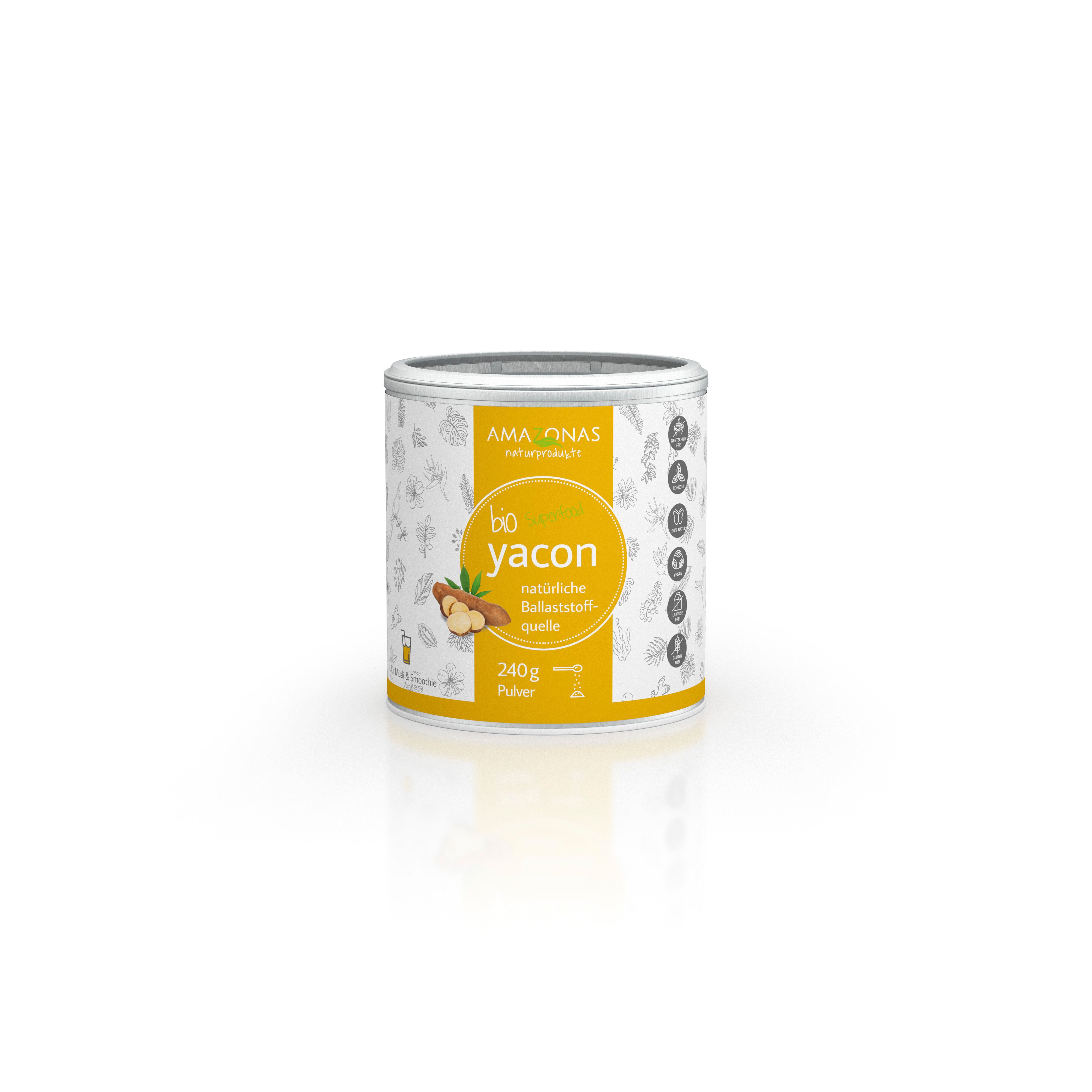 Bio Yacon Pulver, natürliches Präbiotika, Darmgesundheit, 100g - 240 Gramm