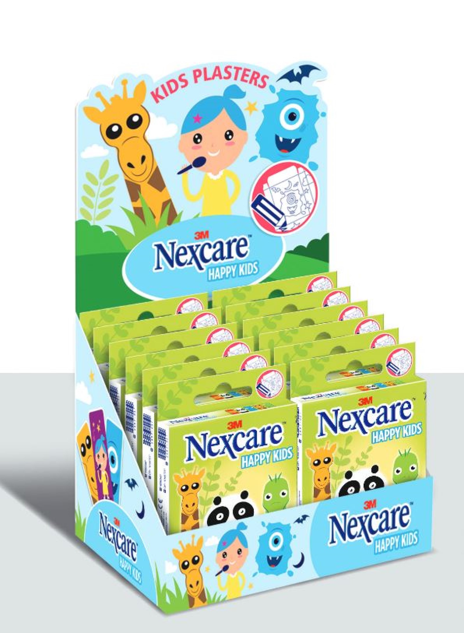 Nexcare™ Kinderpflaster Happy Kids Animals, Display - 1 Stück